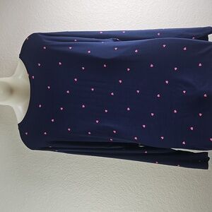 Loft | Women's Navy Pink Hearts Long Sleeve Loungewear Causal Pajama Top Sz L